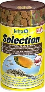 Tetra Selection корм для всех видов рыб 4 вида хлопья/чипсы/гранулы 250 мл